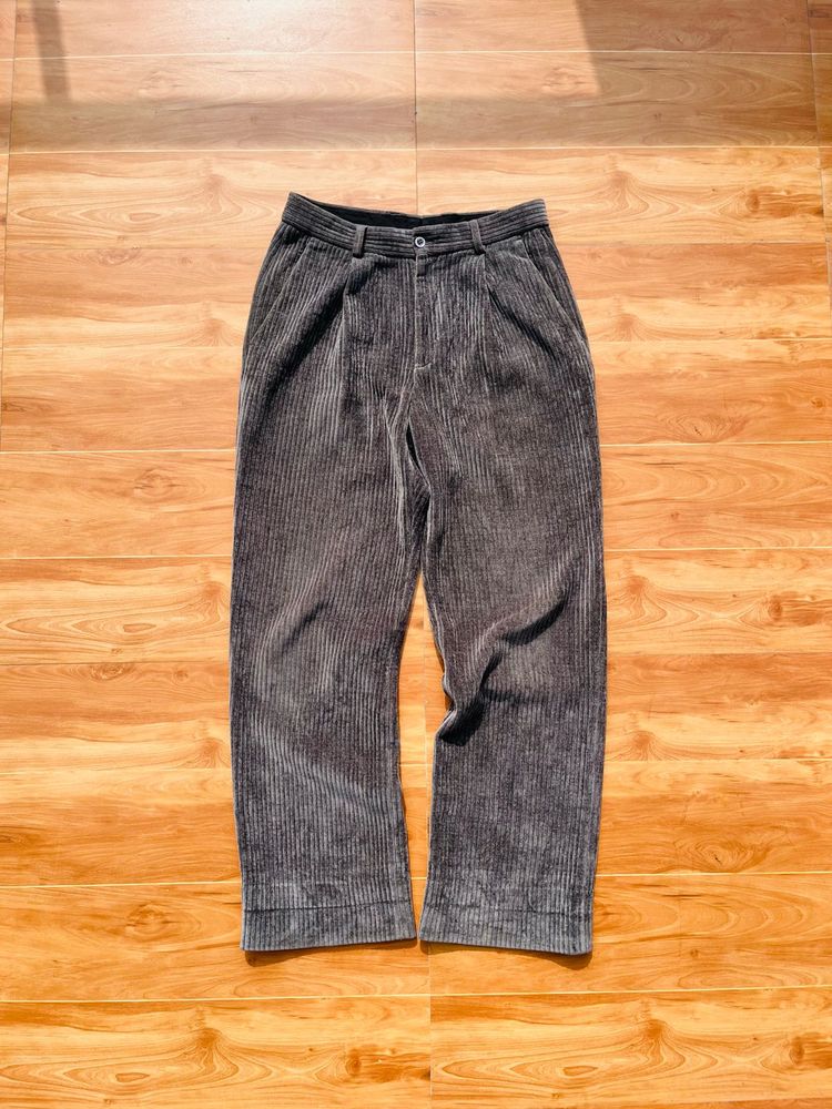 Gray Corduroy Pants zara