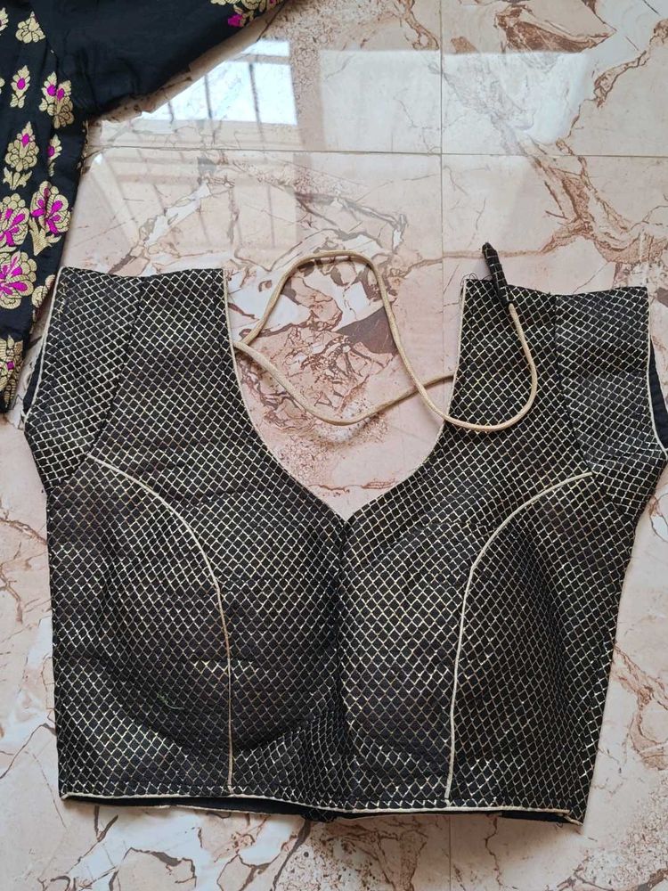 Designer Black &amp; Gold Brocade Blouse