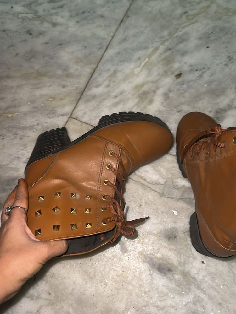Studded Brown Ankle Boots