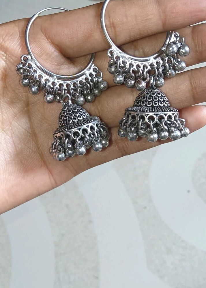 Oxidised Jhumka Earrings