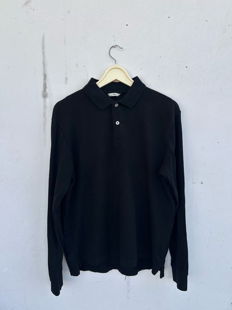 Classic Black Long Sleeve Polo Shirt