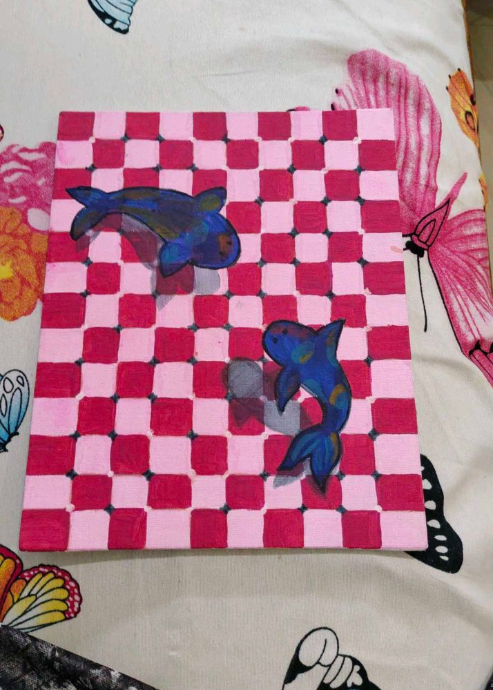Handmade Koi Fish Canvas Art