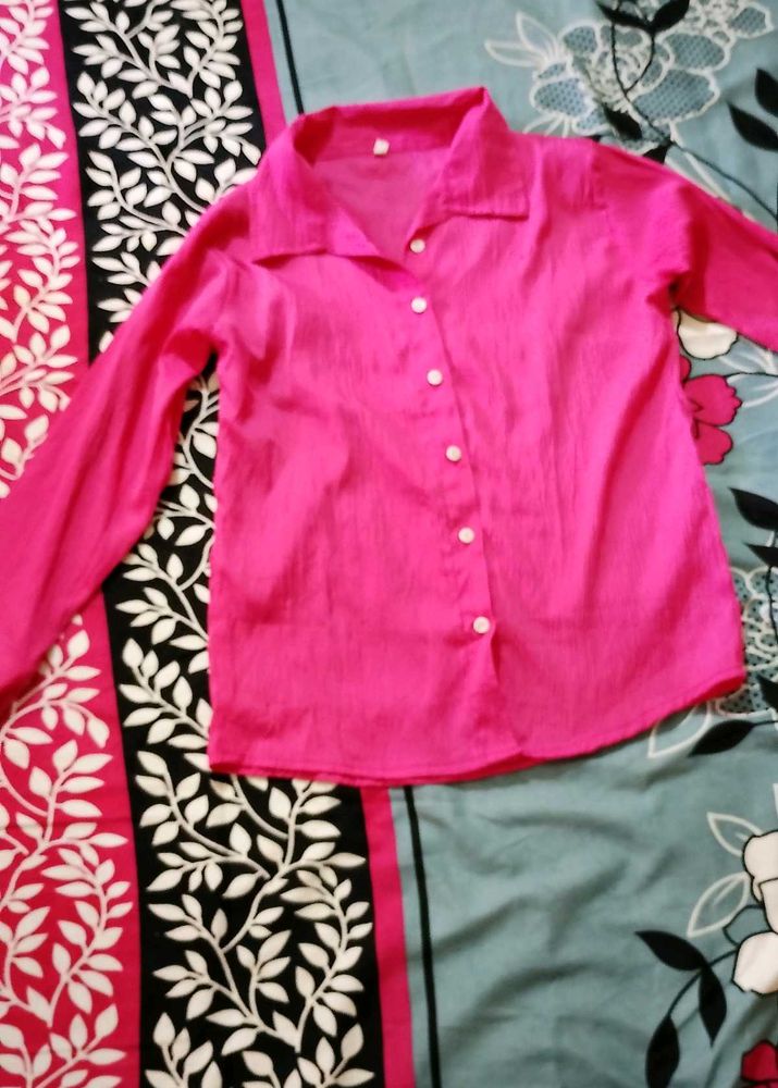 Vibrant Pink Button-Up Shirt