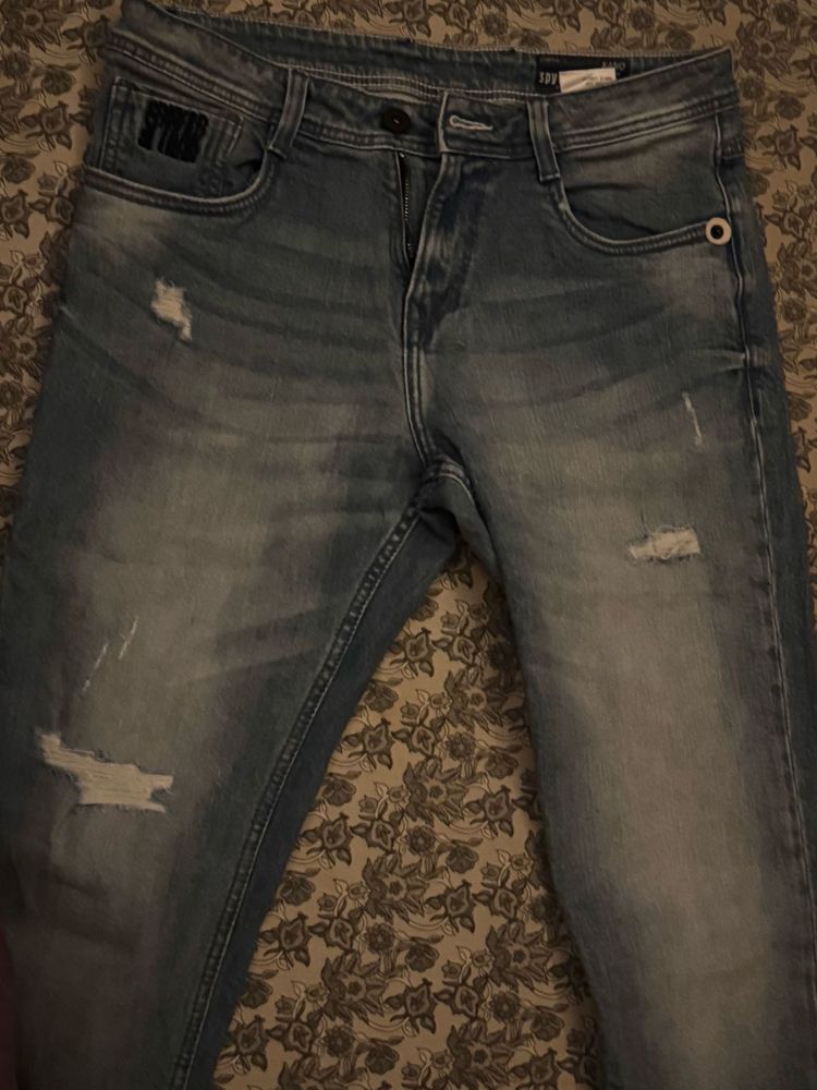 Stylish Distressed Blue Jeans