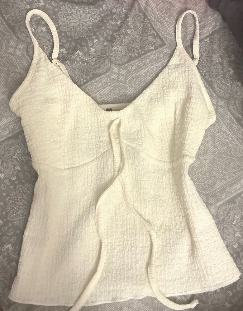 Textured Cream White Cami Top