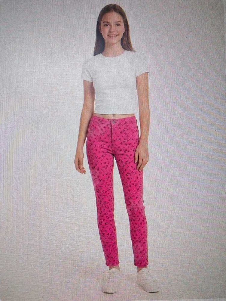 Pink Patterned Jeans - New with Tag