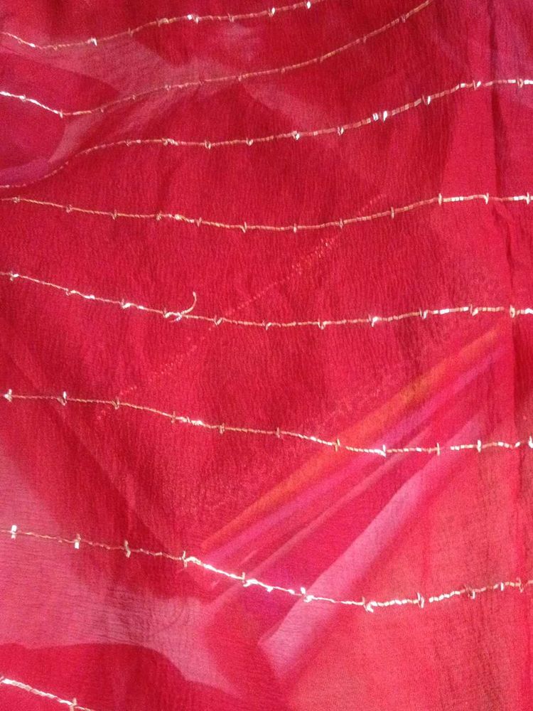 Elegant Red Dupatta with pipe handwork