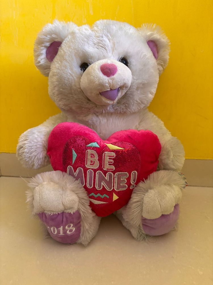 Cute Teddy Bear with "Be Mine" Heart