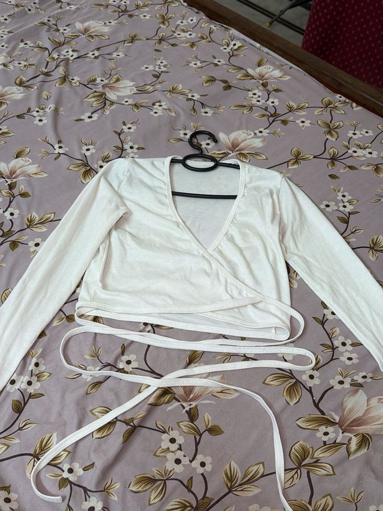 White Wrap Crop Top