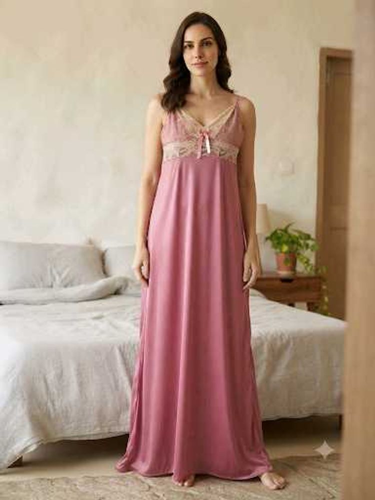 Elegant Pink Nightgown with Lace Detail