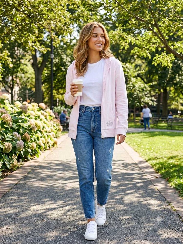 Baby Pink Zip-Up Hoodie