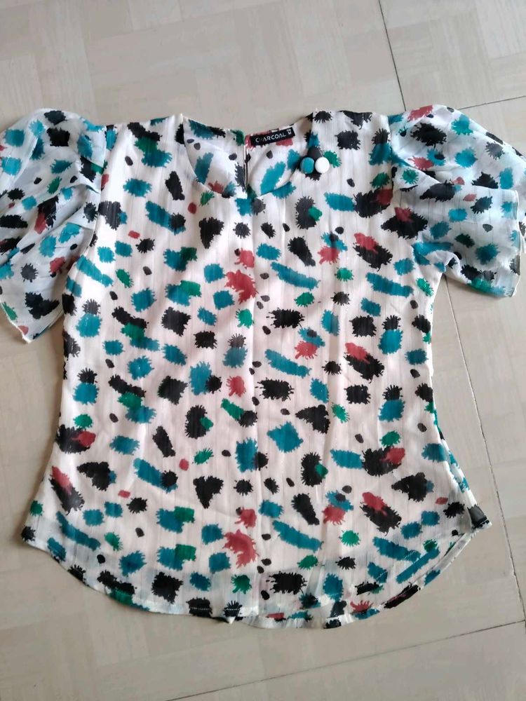 Stylish Printed Puff Sleeve Top