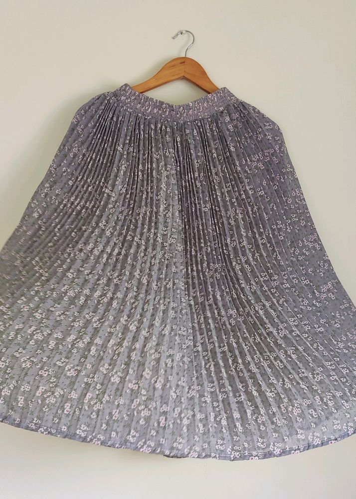 Grey Accordian Pleated Skirt