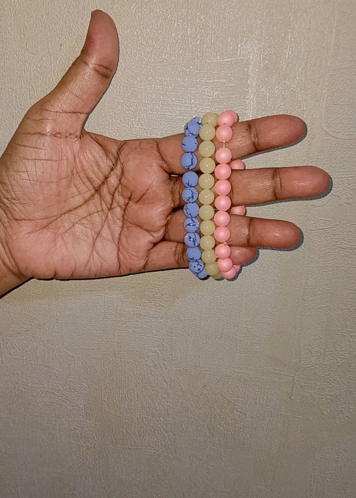Handmade Stack Of 3 Beautiful Beaded Bracelet