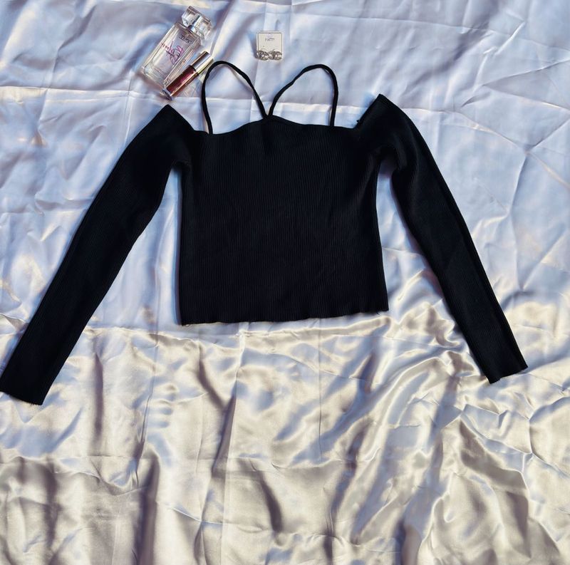 Chic Black Cold Shoulder Sweater