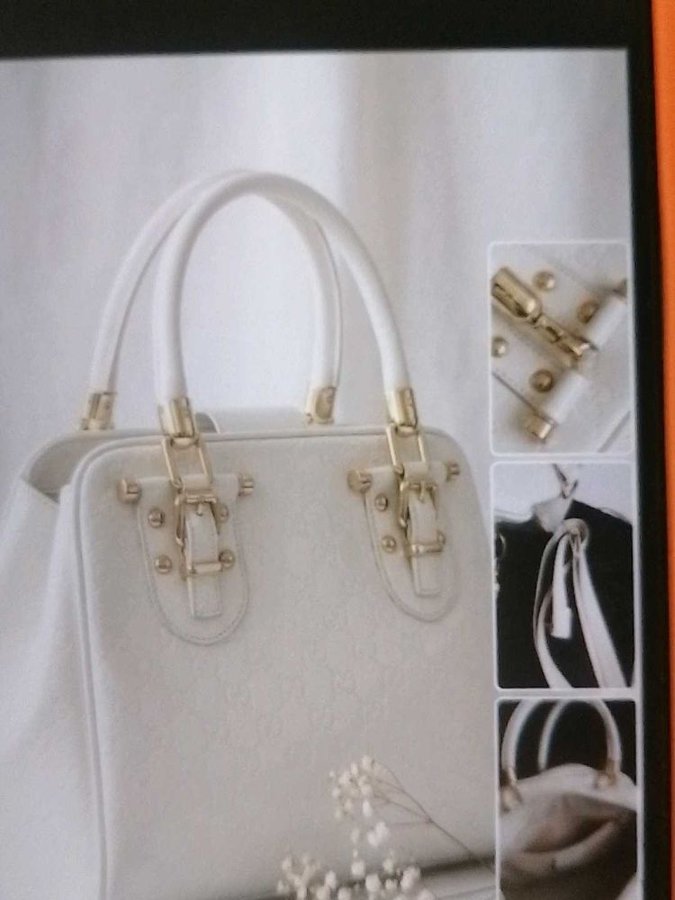 Chic Cream Patent Leather Handbag