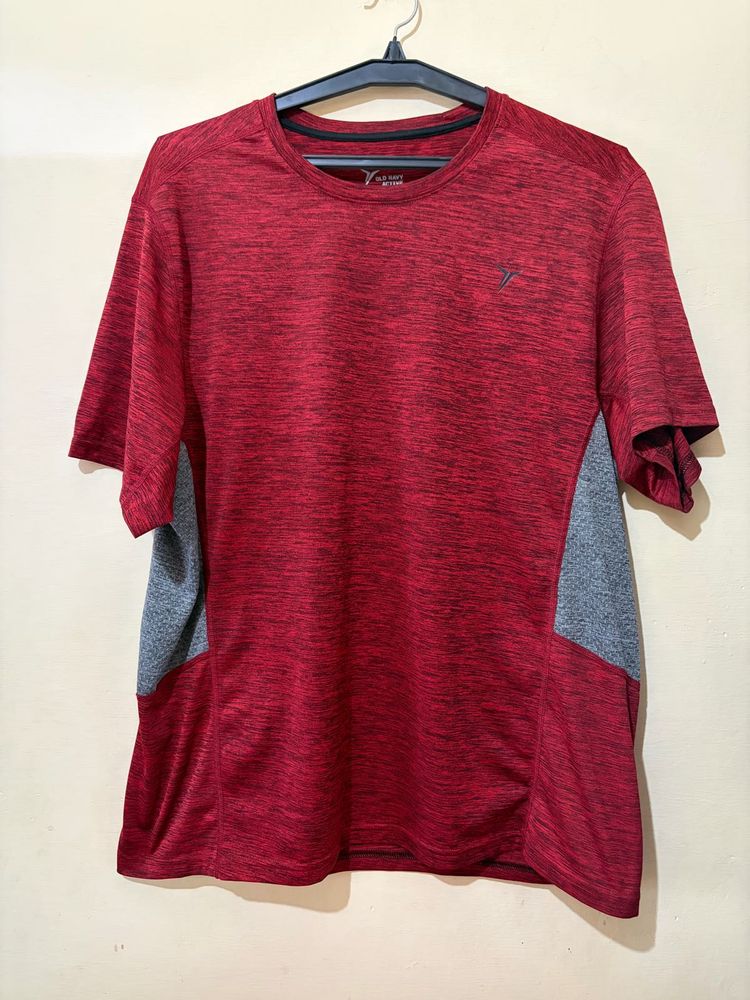 Old Navy Active Red Heathered T-Shirt