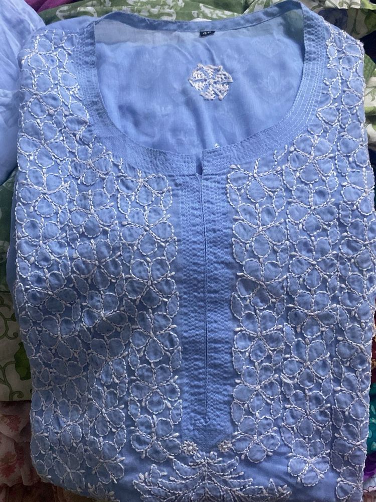 Sky Blue Embroidered Kurta