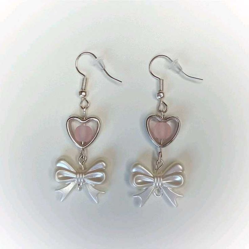 Heart &amp; Bow Charm Earrings 💖💎!