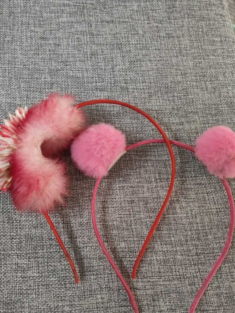 Cute Pink Fuzzy Headbands