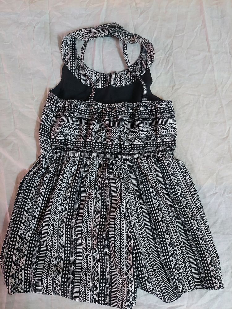 Boho Black &amp; White Patterned Romper