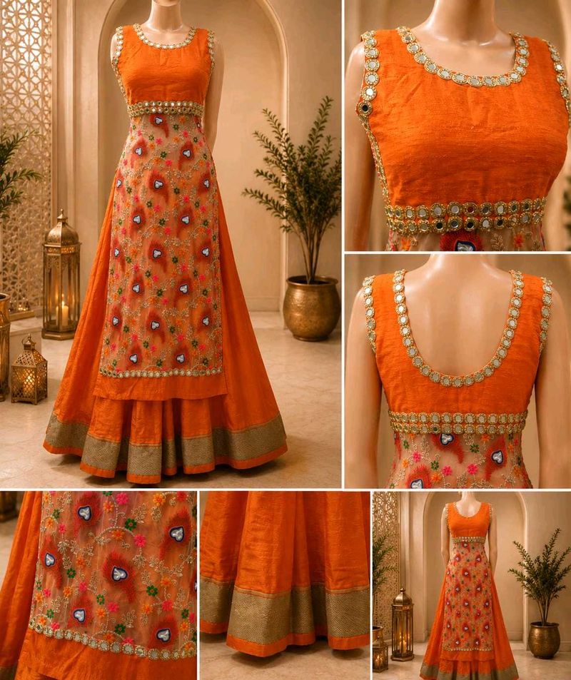 Orange Embroidered Lehenga Choli