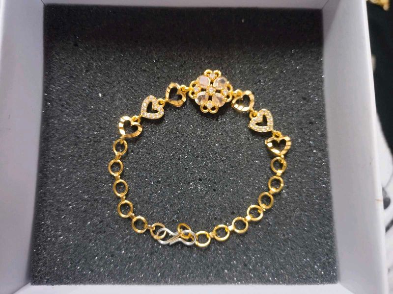 Gold Plated Bracelet with Heart Charms