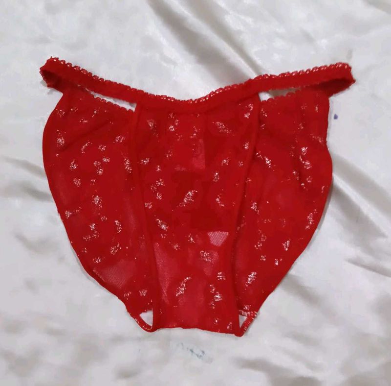 Red Lace Briefs with Sparkle