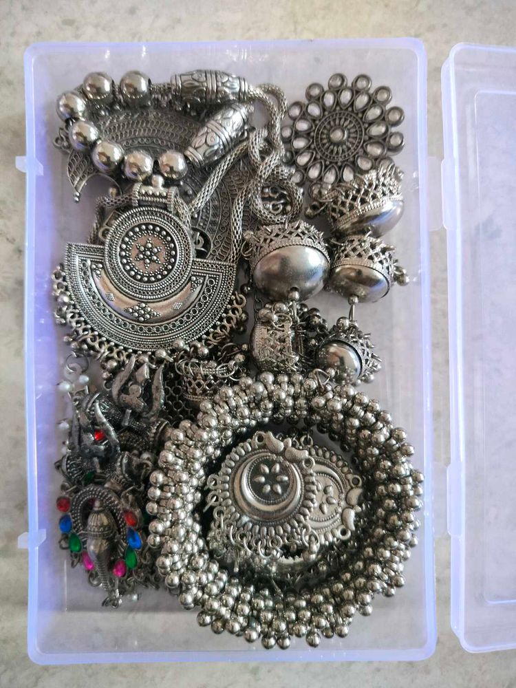 Boho Silver Oxidized Jewellery Set