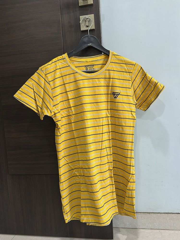 Men's Yellow Striped T-Shirt