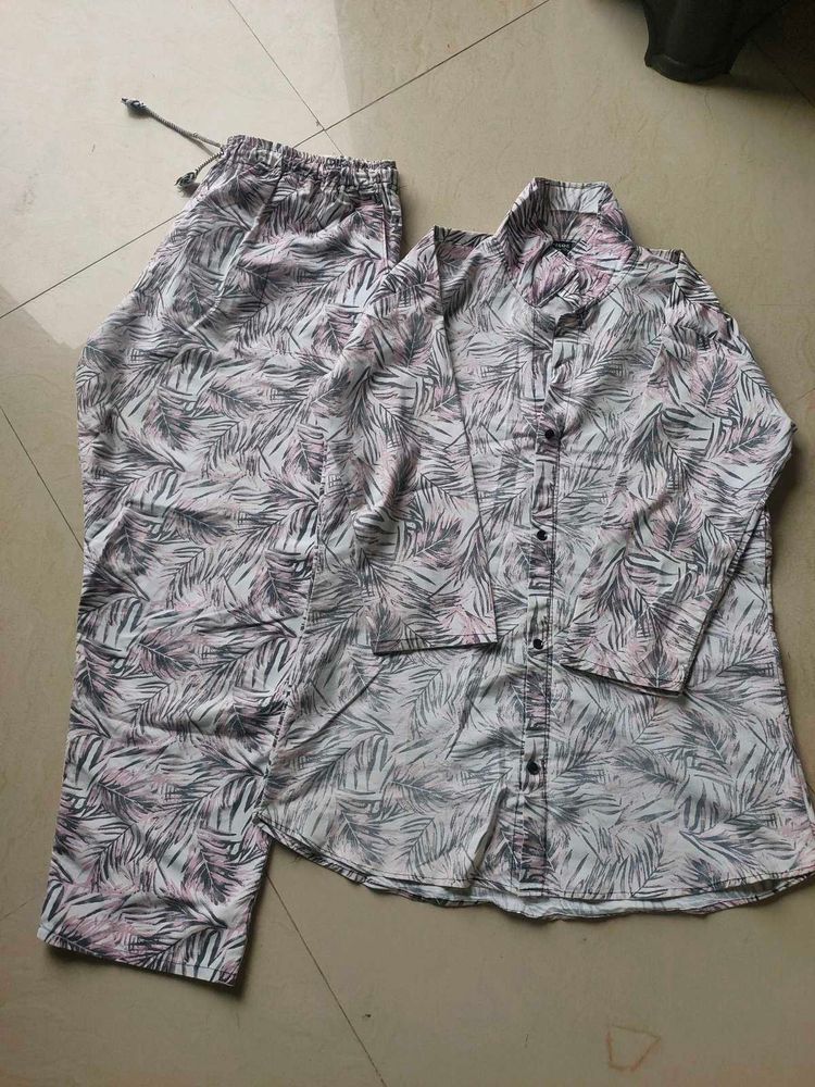 Leaf Print Kurta Set