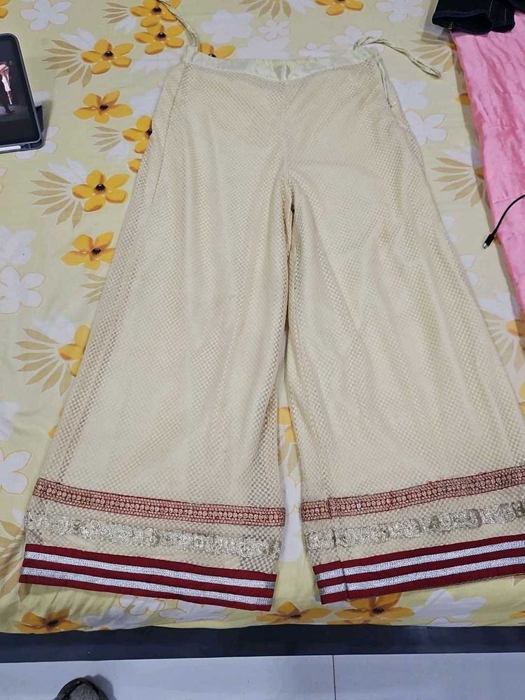 Cream plazzo pant