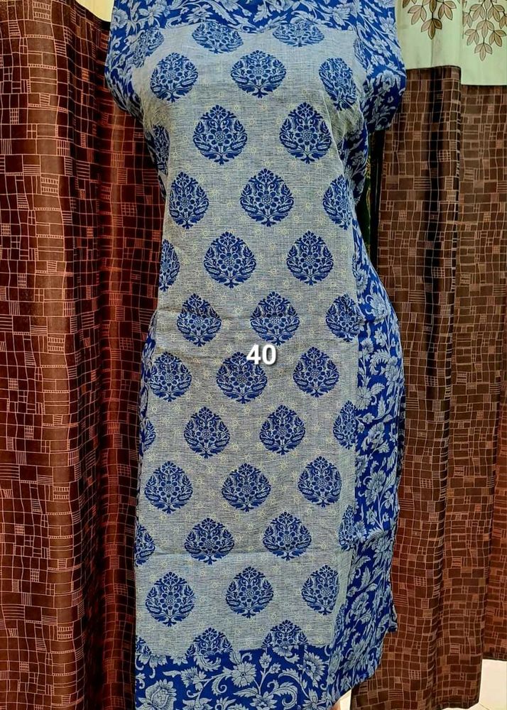 New Blue &amp; Grey Printed Kurta