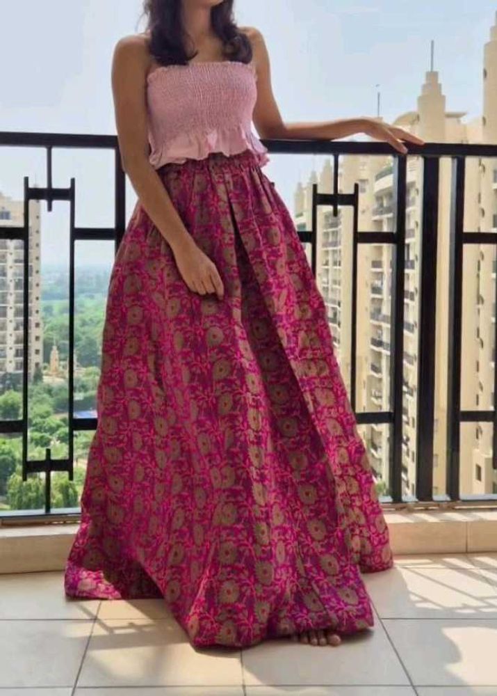 Pink Smocked Crop Top