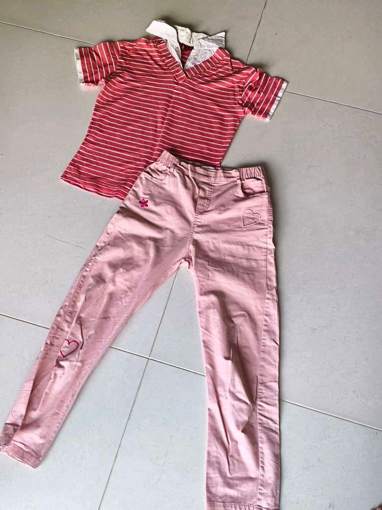Cute Striped Top &amp; Pink Pant
