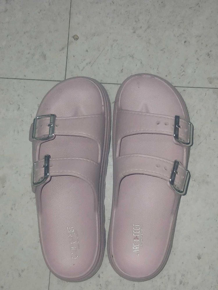 Pink Double Buckle Slides