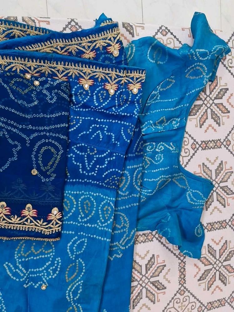 Blue Bandhani Kurta Set