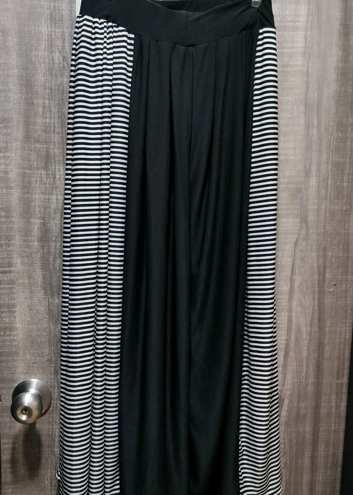 Heavy Fabric Black And White Stripes Palazzos