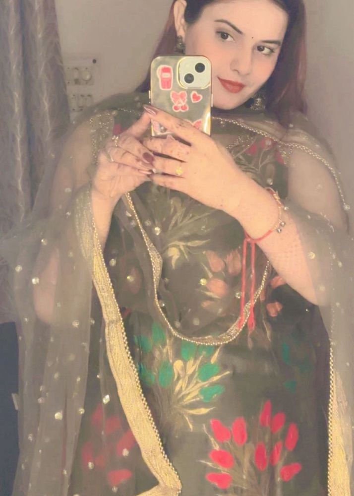 Elegant Floral Kurta Set with Dupatta