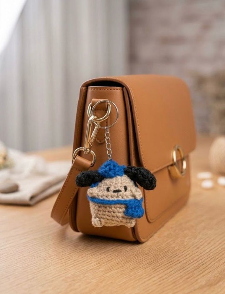 Cute Crochet Dog Keychain