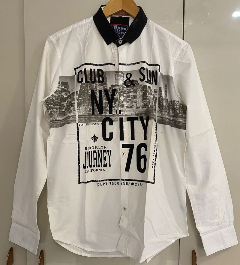 Men's White NYC Graphic Print Shirt