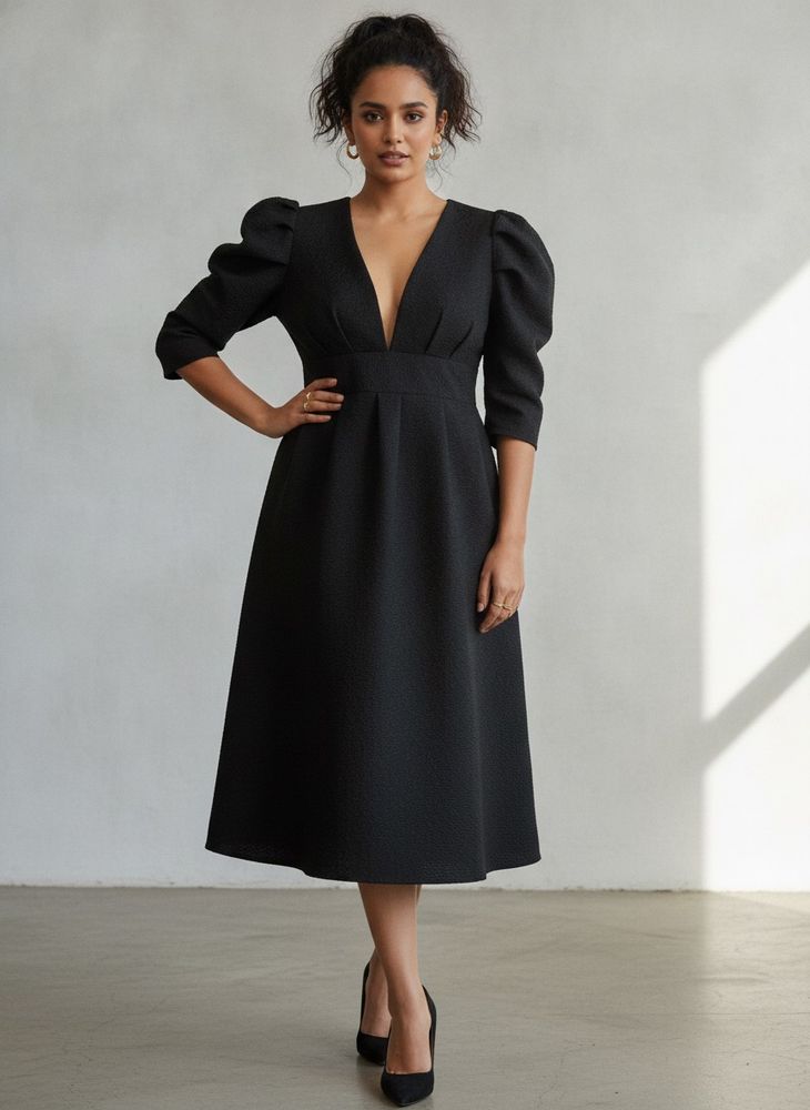 Chic Black Puff Sleeve Top