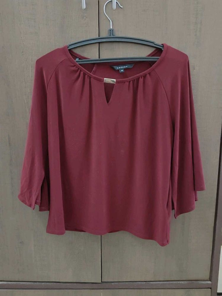 Burgundy Top with Bell Sleeves