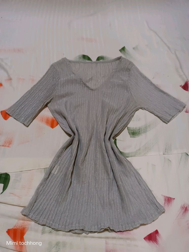 See Through Shimmer Grey Top