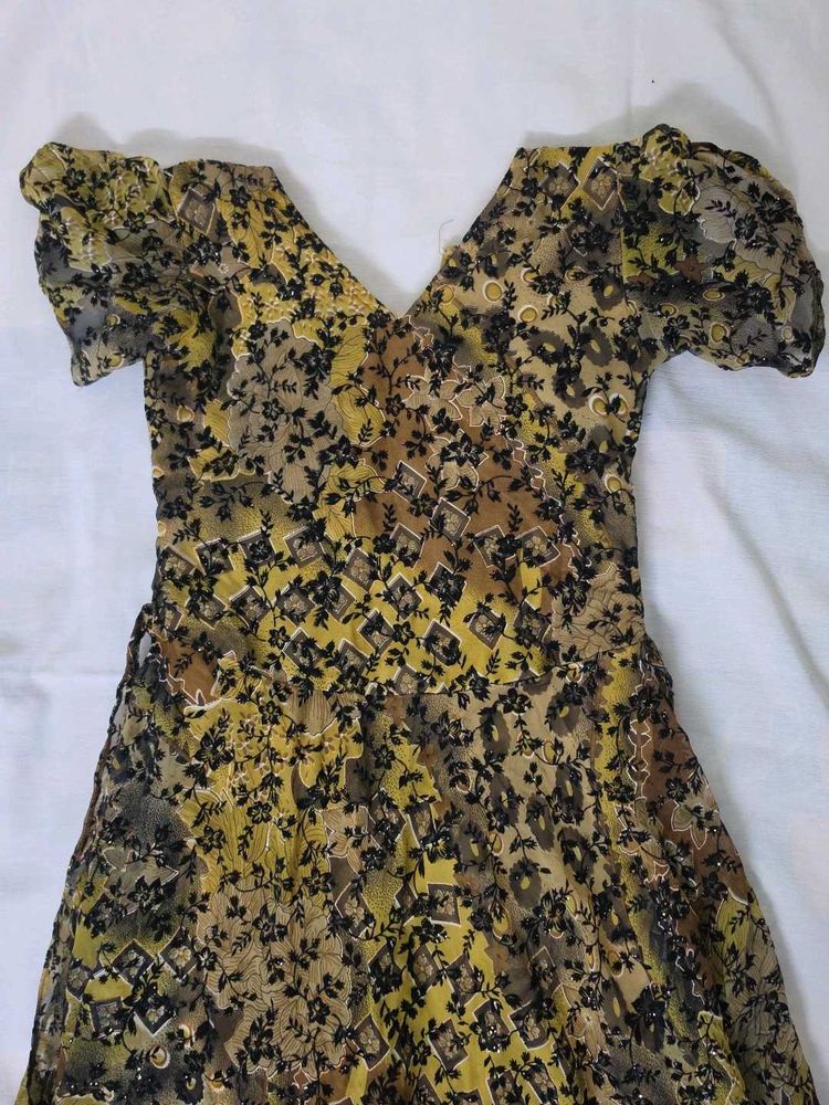 Vintage Floral Print Dress for Girls