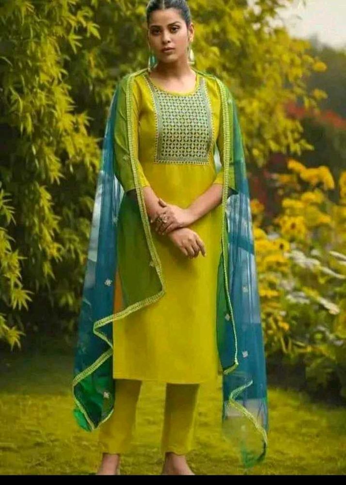 Vibrant Yellow Kurta Set with Dupatta
