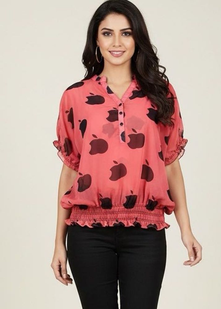 Pink Apple Print Top