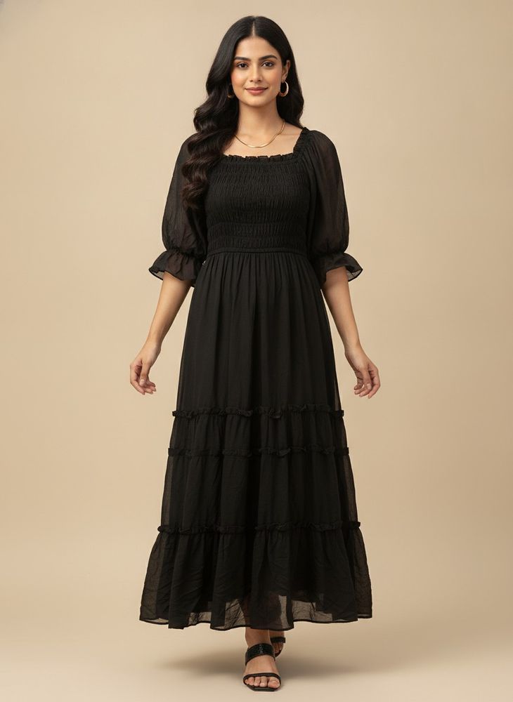 Chic Black Tiered Maxi Dress
