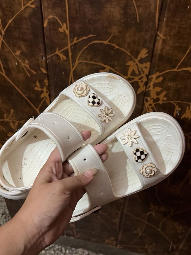 Cute White Platform Sandals with Charms