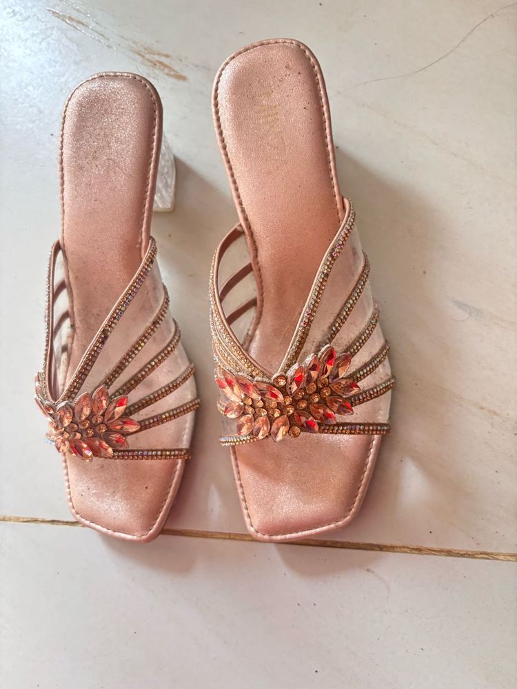 Sparkly Embellished Block Heels